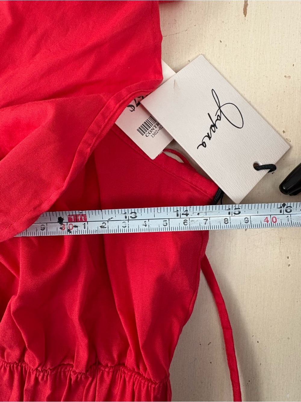 Japna Red Ruffle V-Neck Crop Top - Picture 3 of 5